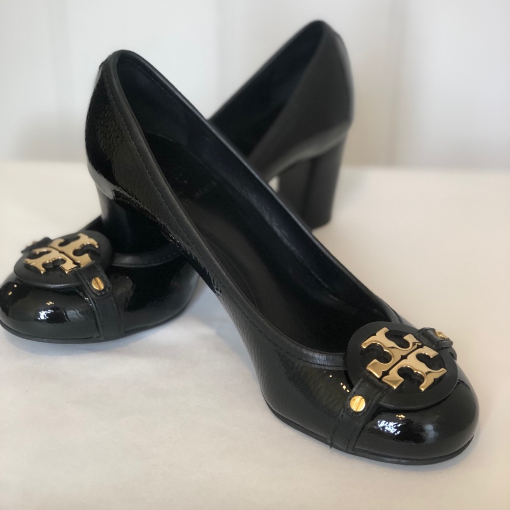 Tory Burch Aaden Mid Heel Patent Leather Pumps